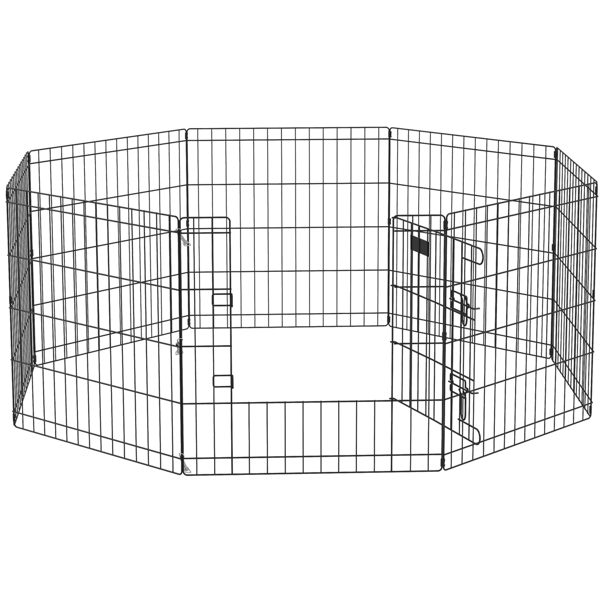 Pawhut Parque De Juegos Perros 8 Paneles 61x61 Cm Plegable De Metal Con Puerta_1