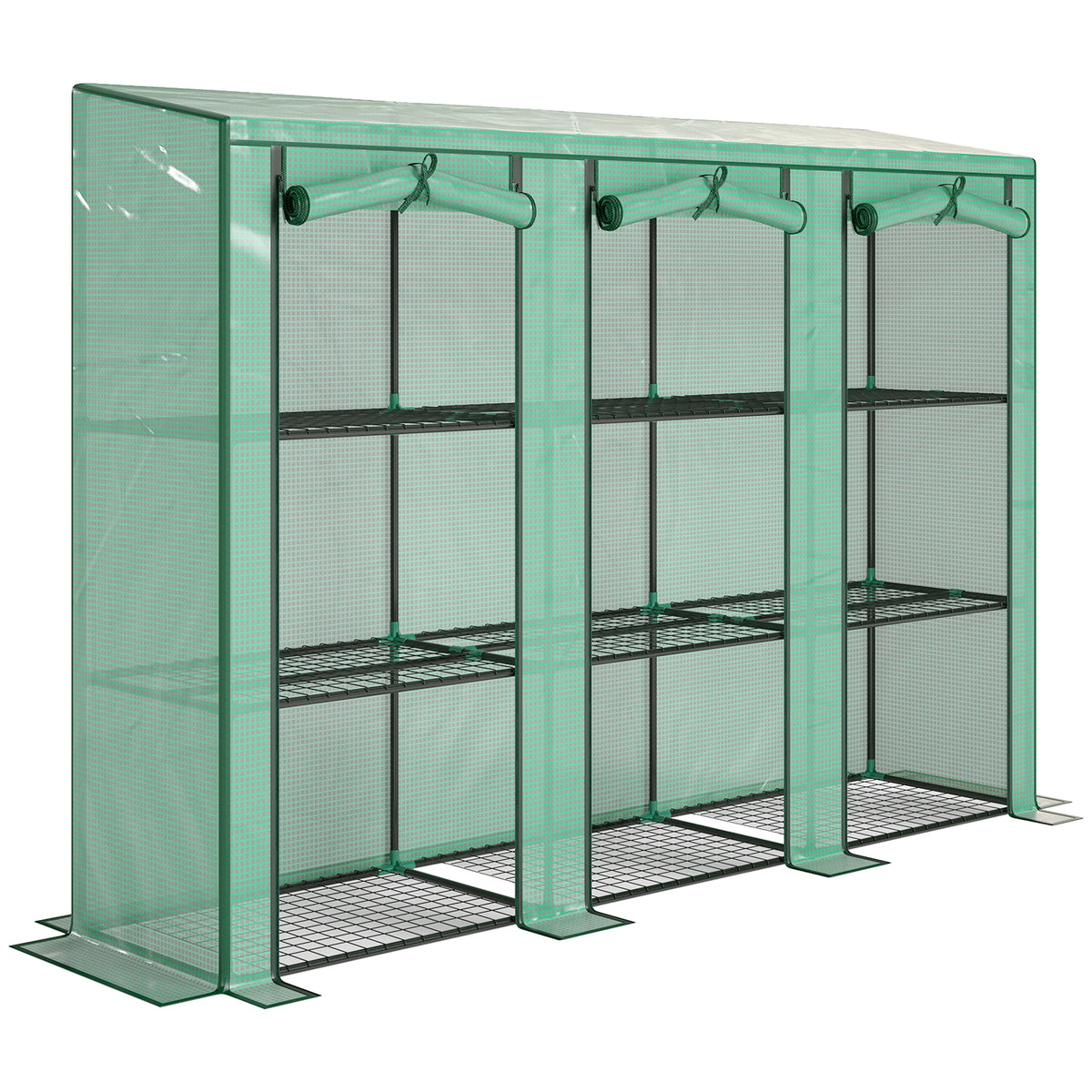 Outsunny Invernadero De Exterior Con 9 Estantes Puerta 215x46x151 Cm Verde_0