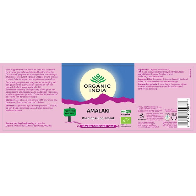 Amalaki Suplemento Ayurveda Orgánico Organic India 90 cápsulas