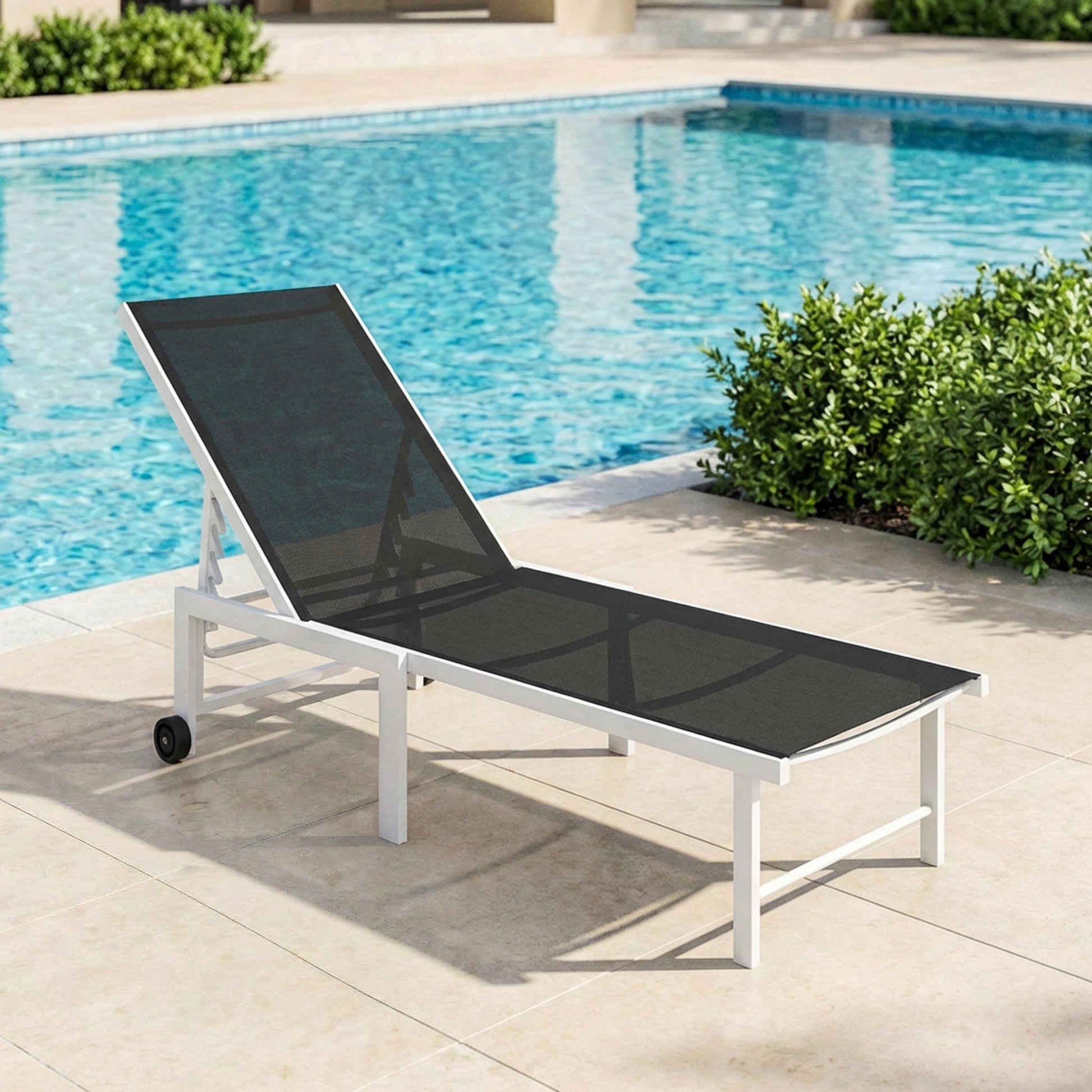 Outsunny Tumbona Jardín Exterior Con Ruedas Respaldo Ajustable 166x60x84 Cm Gris_1