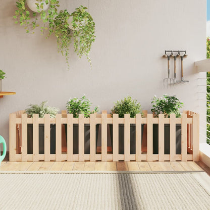 Arriate Elevado Jardín Con Valla Madera Maciza Pino 200x50x50cm_1