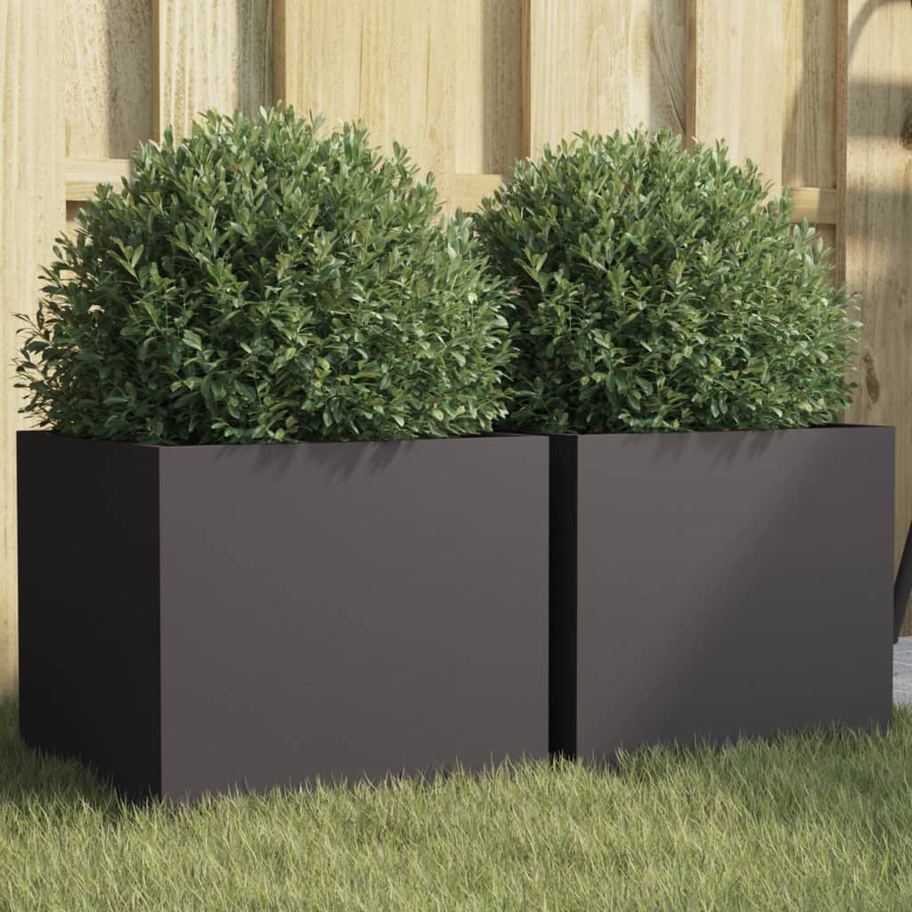 Jardineras 2 Unidades Acero Negro 32x30x29 Cm_1