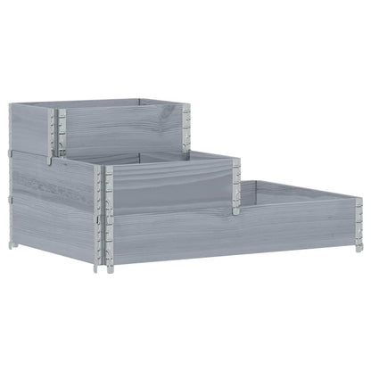 Arriate Elevado De 3 Niveles Madera Maciza Pino Gris 120x80 Cm_0