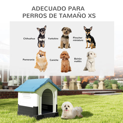 Pawhut Caseta Para Perros Mini Para Exterior Con 3 Ventanas 64,5x57x66 Cm Azul_3