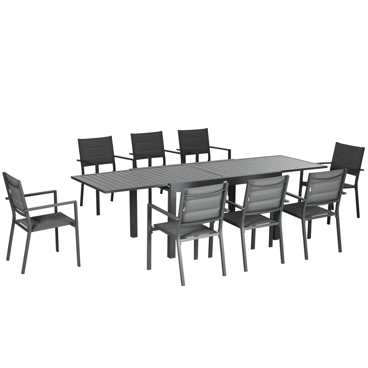 Outsunny Conjunto Muebles De Jardín Con Mesa Extensible 8 Sillas Apilables Gris_0