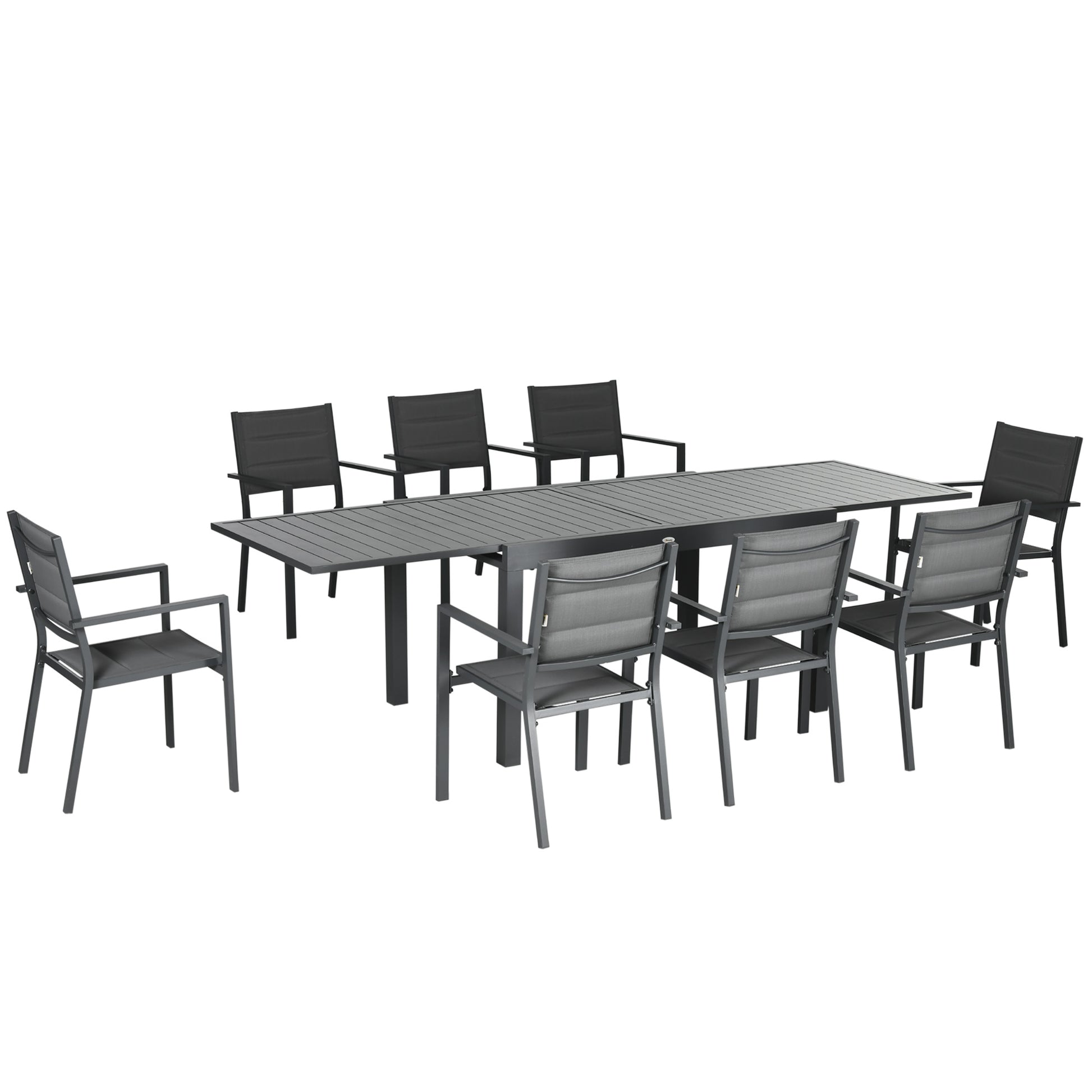 Outsunny Conjunto Muebles De Jardín Con Mesa Extensible 8 Sillas Apilables Gris_0