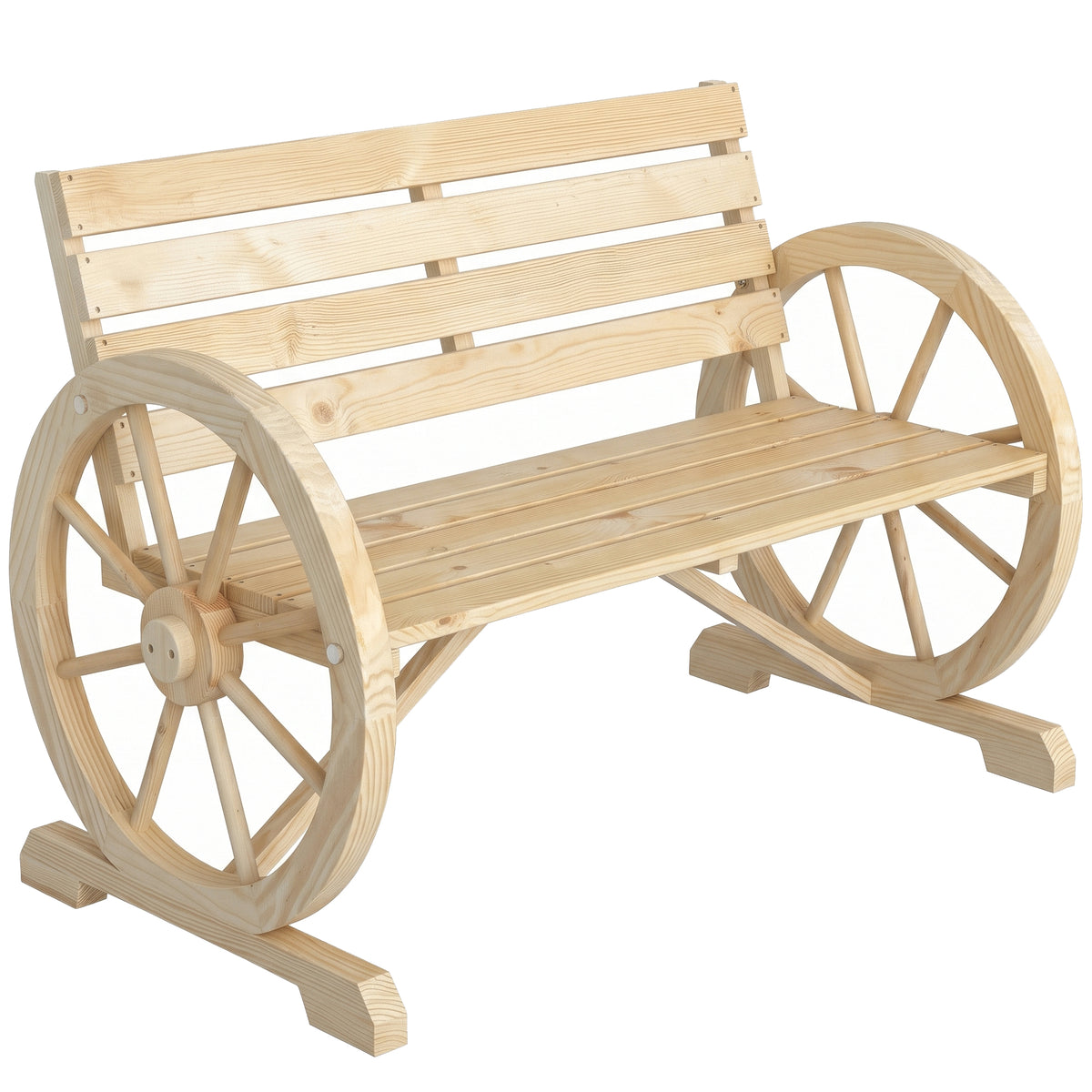 Outsunny Banco De Jardín De Madera Reposabrazos En Forma De Rueda Carga 240 Kg_0