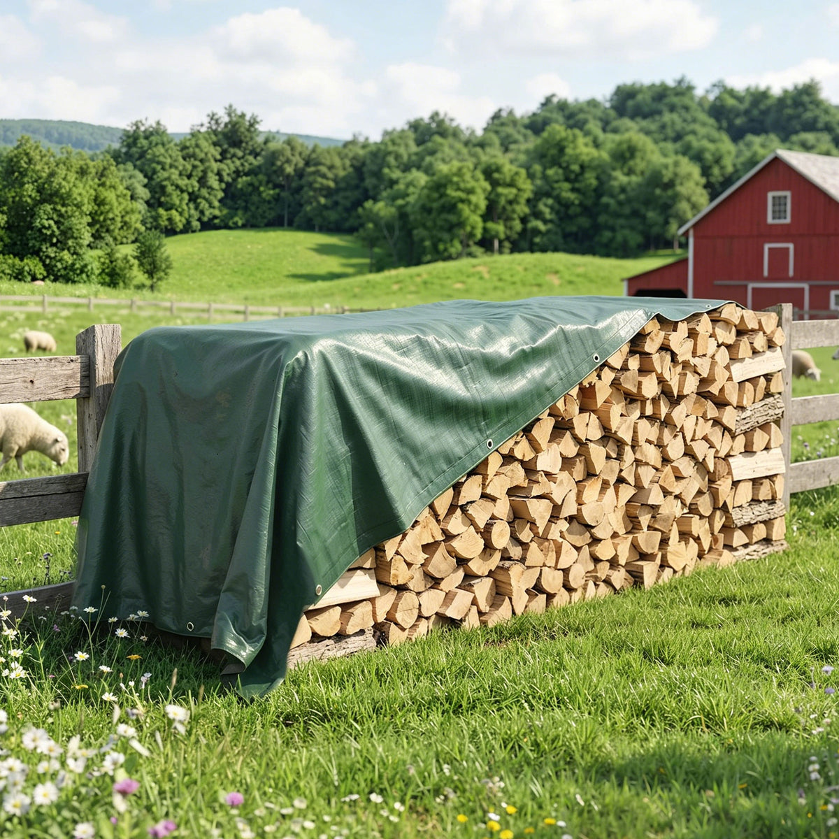 Outsunny Lona Impermeable Exterior 6x8 M Pe Resistente A Rasgaduras 90 G/m²_3