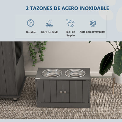 Pawhut Comedero Elevado Para Perros Con 2 Cuencos De Acero Inoxidable 2 Puertas_3