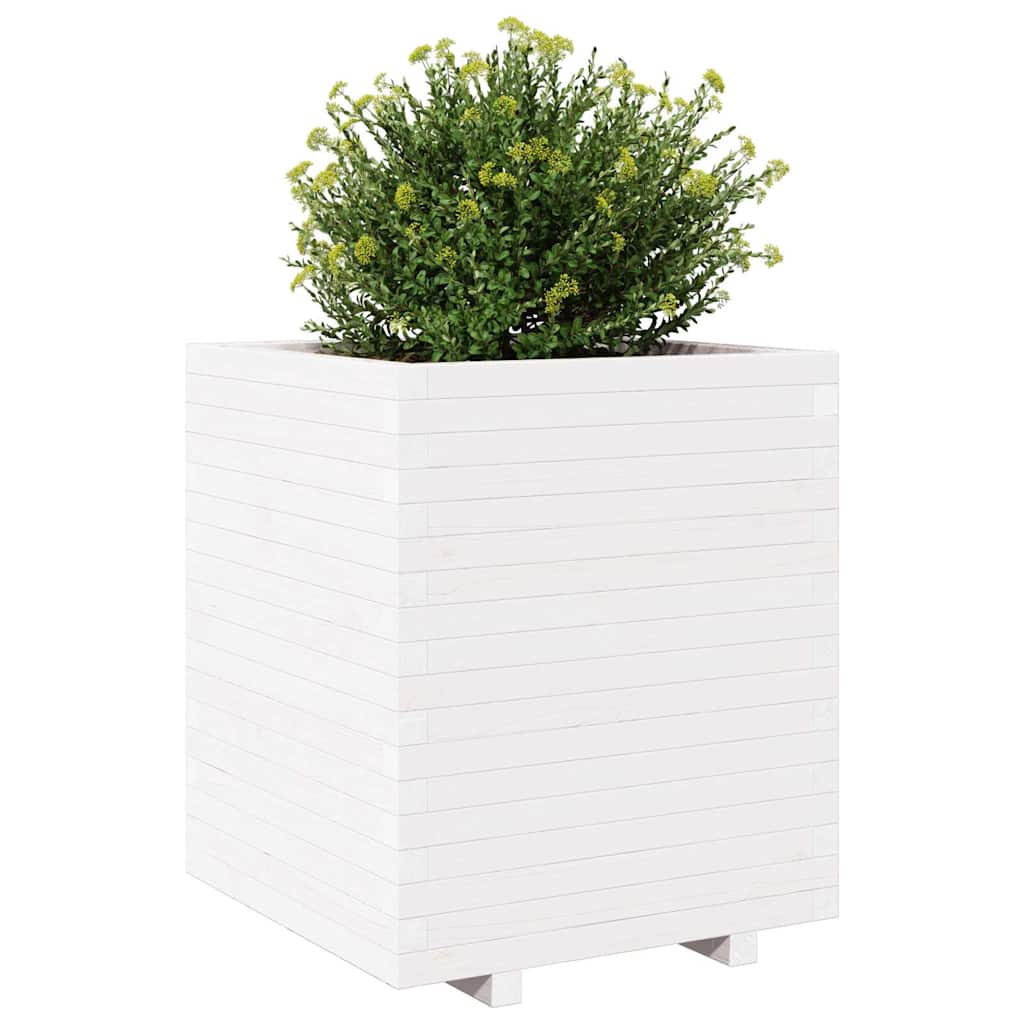 Jardinera Madera Maciza De Pino Blanco 60x60x72,5 Cm_3