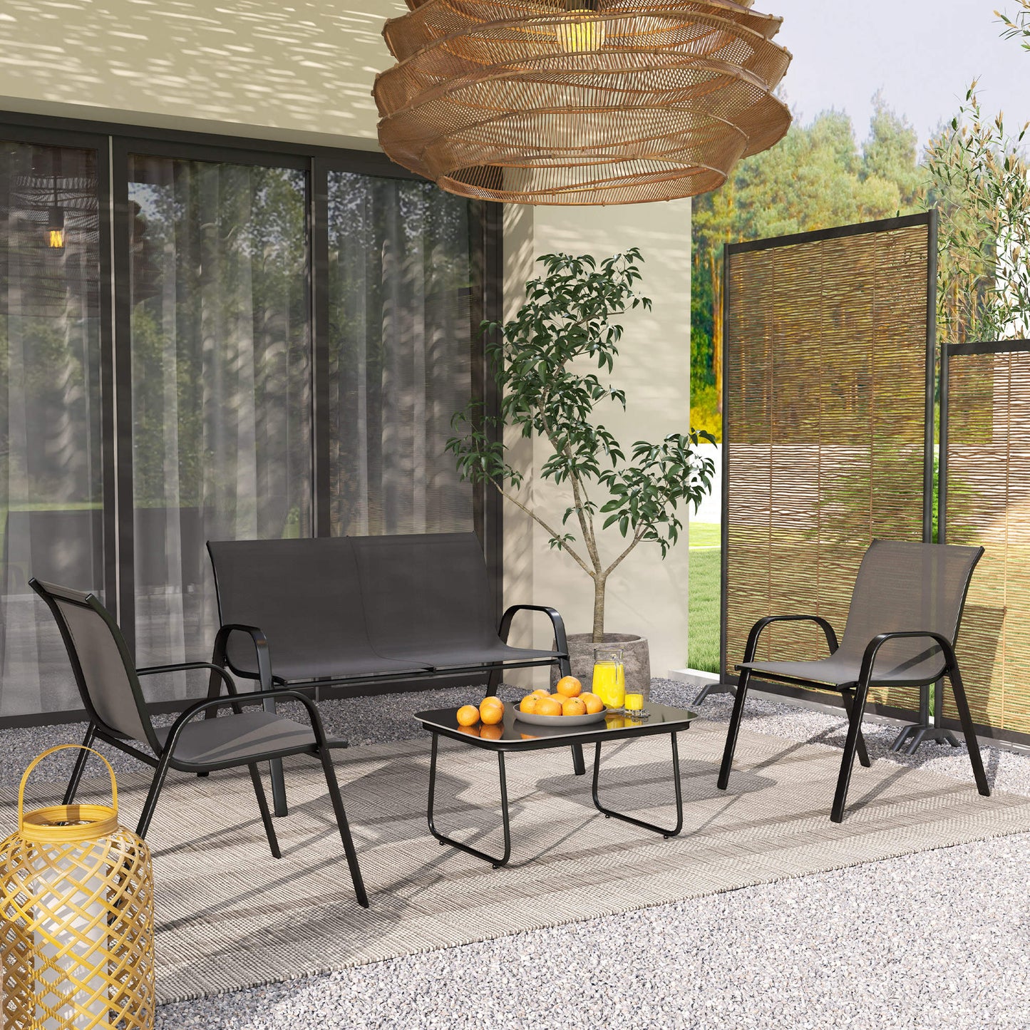 Outsunny Conjunto De Jardín Exterior De 4 Piezas Negro_3