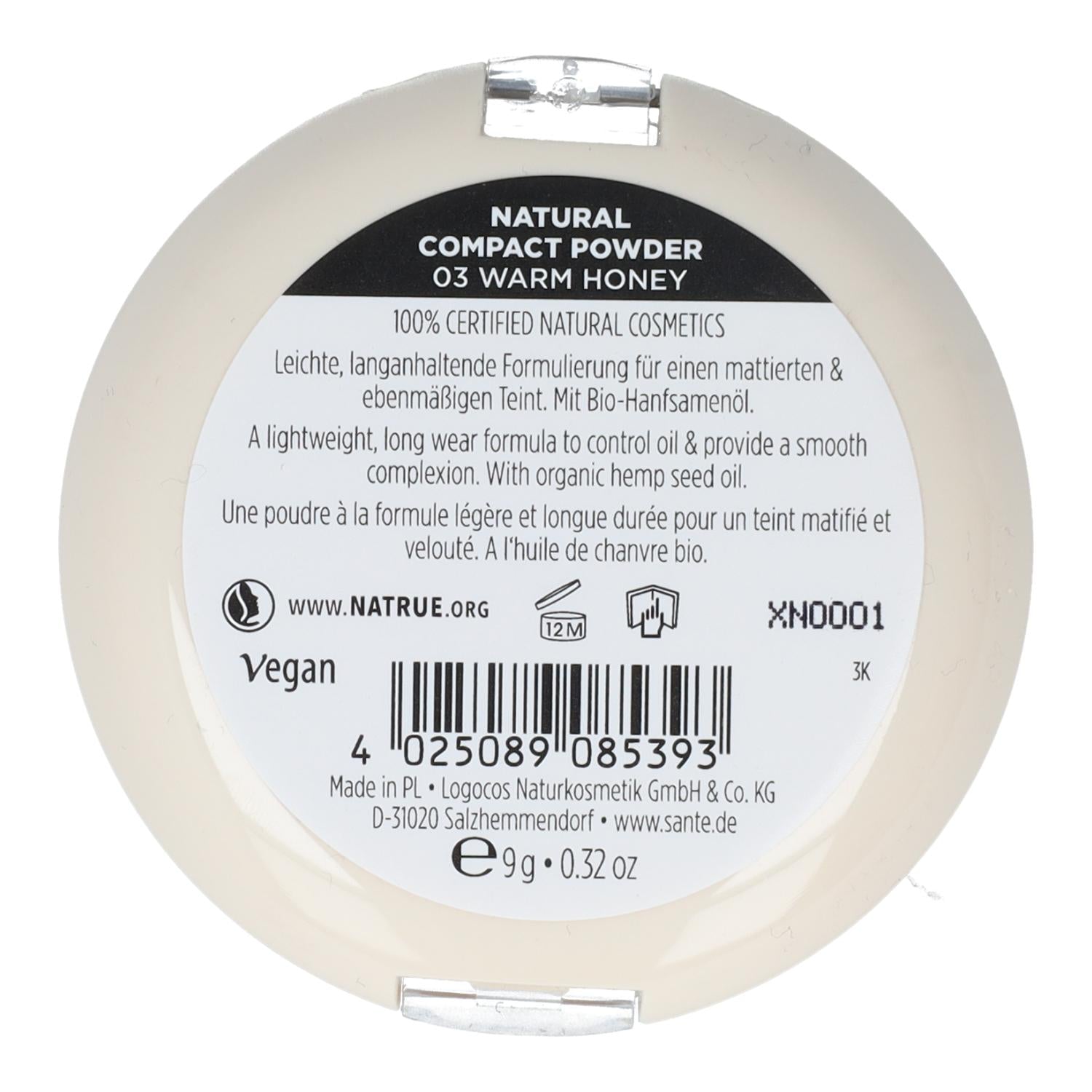 Maquillaje Polvos compacto nº3 Warn Honey Sante 9 g