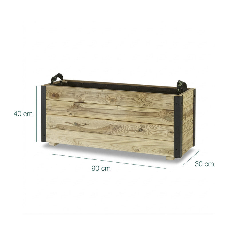 Jardinera Exterior De Madera Con Refuerzo De Aluminio Ghio Al Hortalia 90x30x40 Cm_5