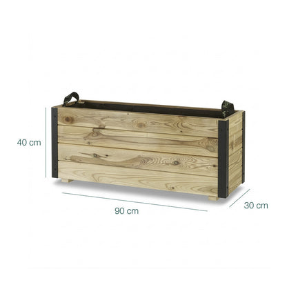 Jardinera Exterior De Madera Con Refuerzo De Aluminio Ghio Al Hortalia 90x30x40 Cm_5