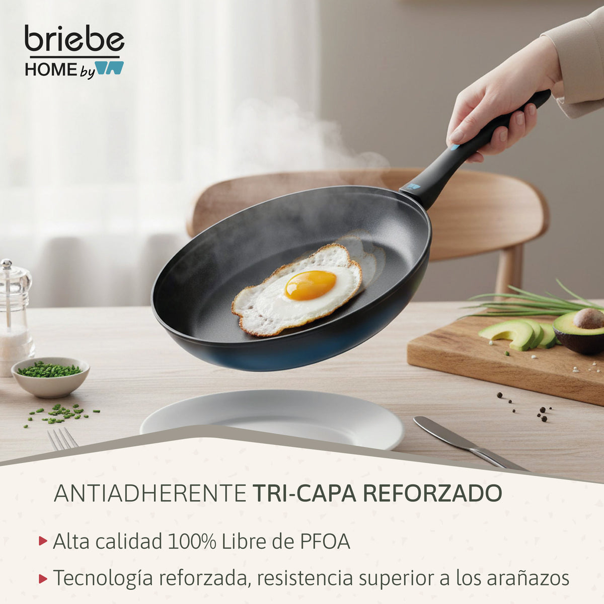 Briebe Sartén Inducción Acero Forjado 28 Cm Antiadherente Sin Pfoa, Todas Cocinas, Fabricada En España, Mare, Azul_3