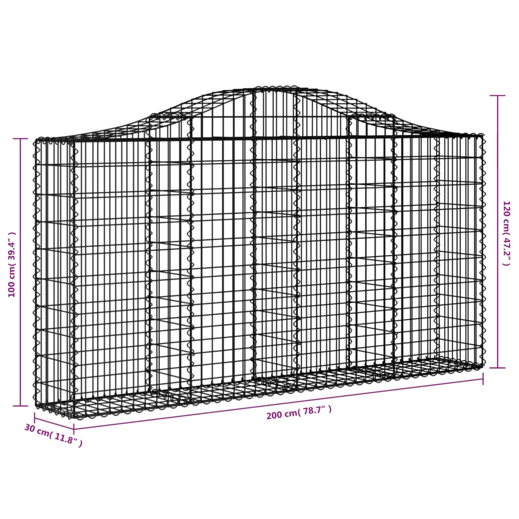 Cestas De Gaviones 5 Uds Forma De Arco Hierro 200x30x100/120 Cm_5