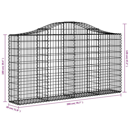 Cestas De Gaviones 5 Uds Forma De Arco Hierro 200x30x100/120 Cm_5