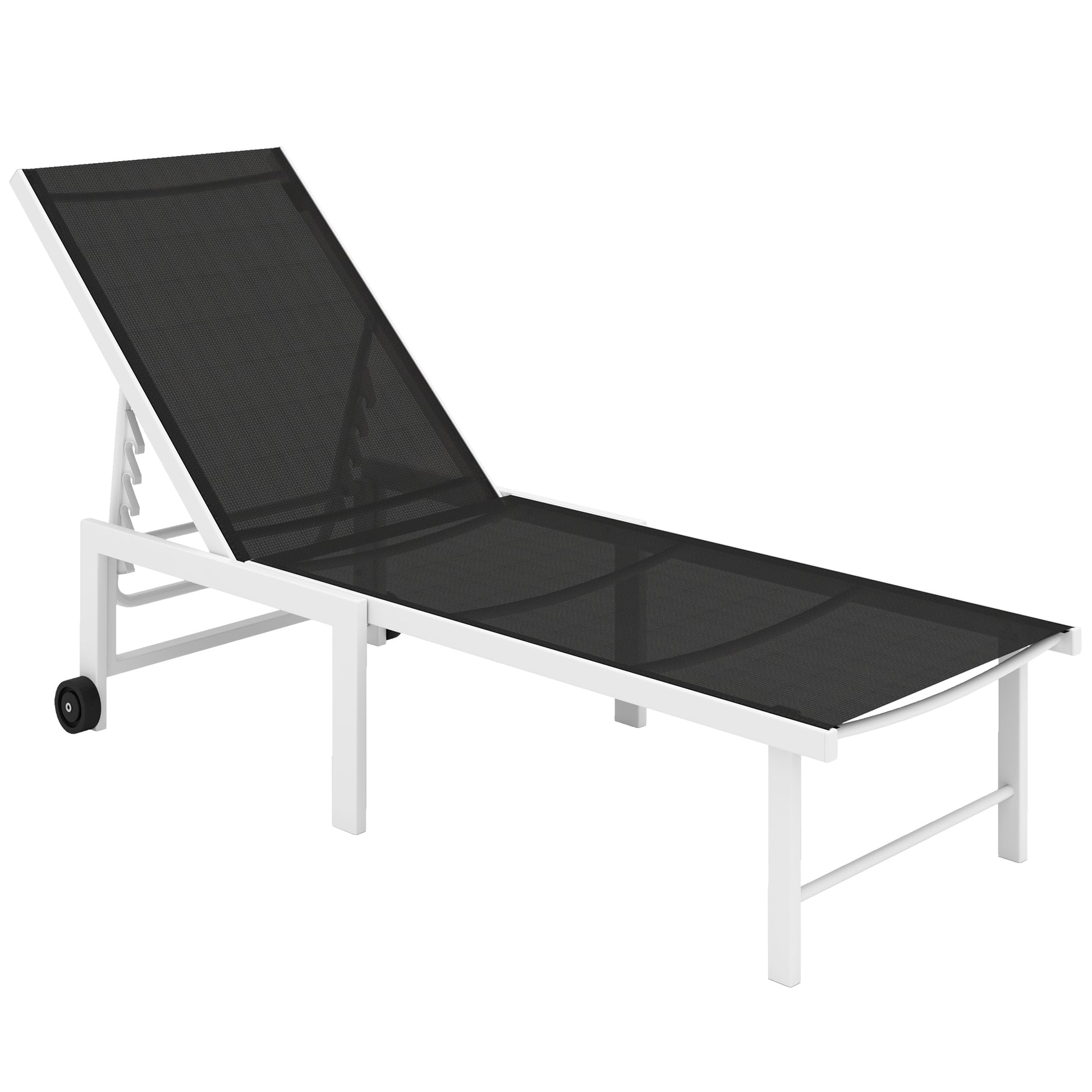 Outsunny Tumbona Jardín Exterior Con Ruedas Respaldo Ajustable 166x60x84 Cm Gris_0