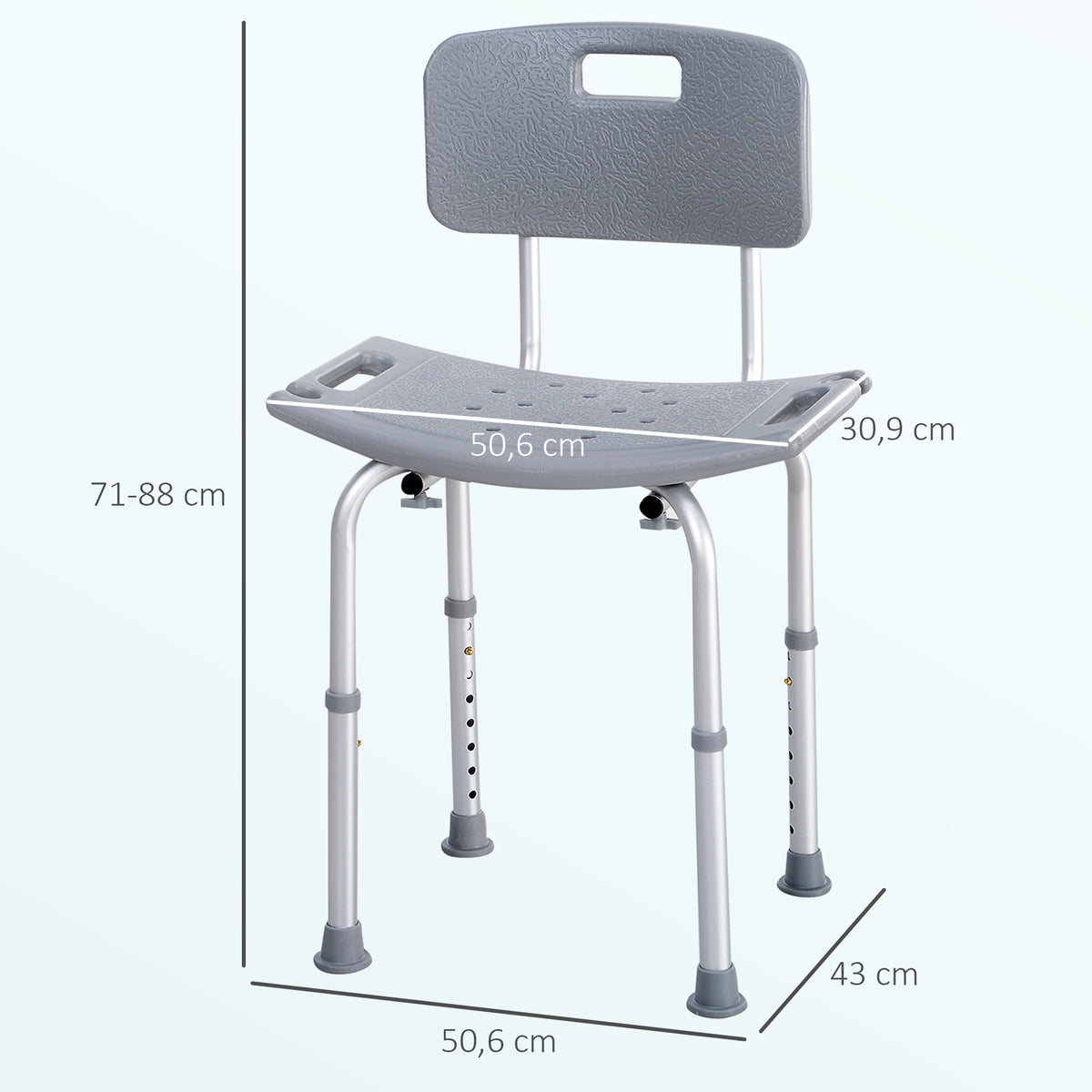 Homcom Silla Ducha Personas Mayores Con Respaldo Antideslizante Carga 136 kg_1