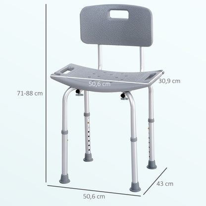 Homcom Silla Ducha Personas Mayores Con Respaldo Antideslizante Carga 136 kg_1
