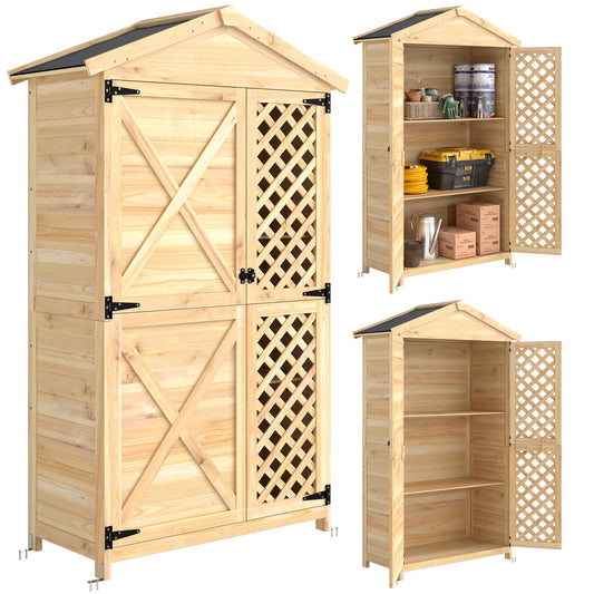 Caseta De Jardín Outsunny Madera De Abeto Madera Natural 101.5x49x176 Cm_0