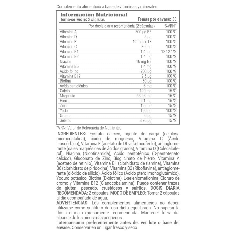 Multi Vitamins - 60 Cápsulas Vegetales - Aporta Vitalidad - Masmusculo_4