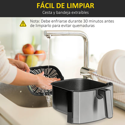 Freidora Sin Aceite Homcom Acero, Plástico Negro 36,5x29x33,8 Cm_3