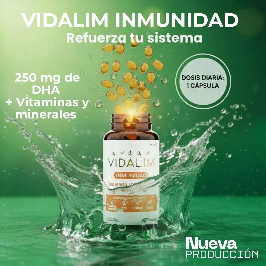 VIDALIM INMUNIDAD. Omega 3 de microalgas con DHA, Vitaminas y Minerales – 60 Cápsulas Vidalim_2