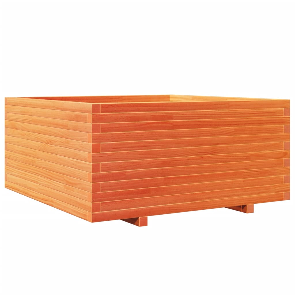 Jardinera Madera Maciza De Pino Marrón Cera 100x100x49,5 Cm_0