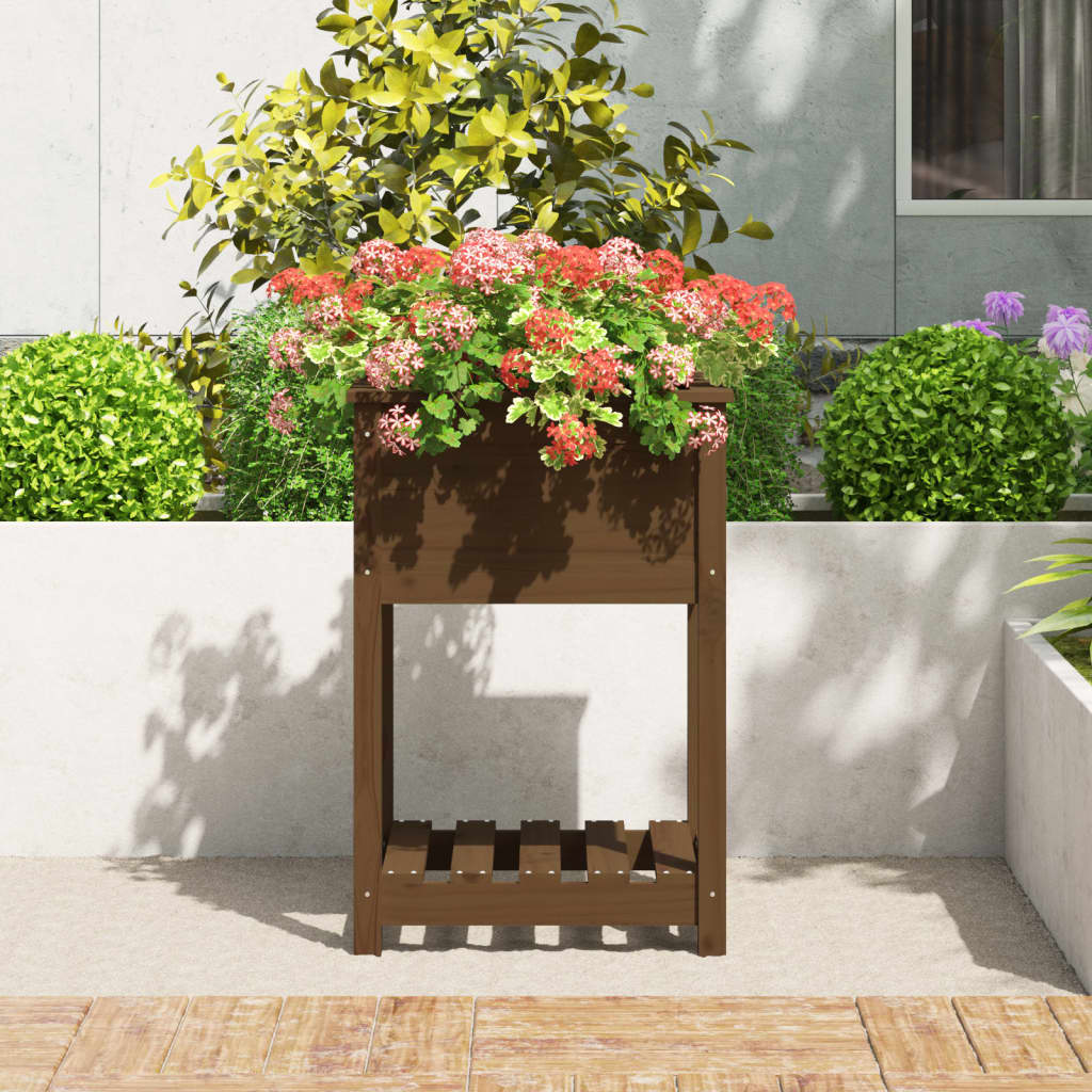 Jardinera De Madera Maciza De Pino Marrón 54x54x81 Cm_2