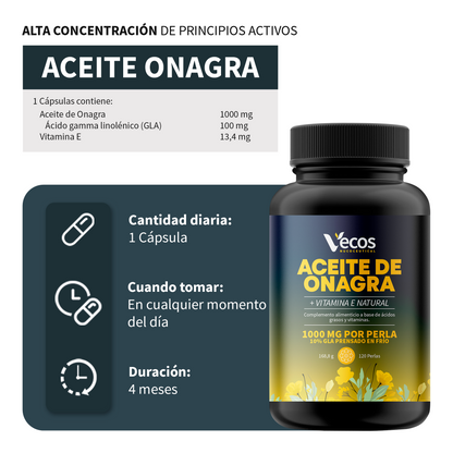 Aceite De Onagra 1000 Mg Vecos | Equilibrio Hormonal Femenino | Rico En Gla_2