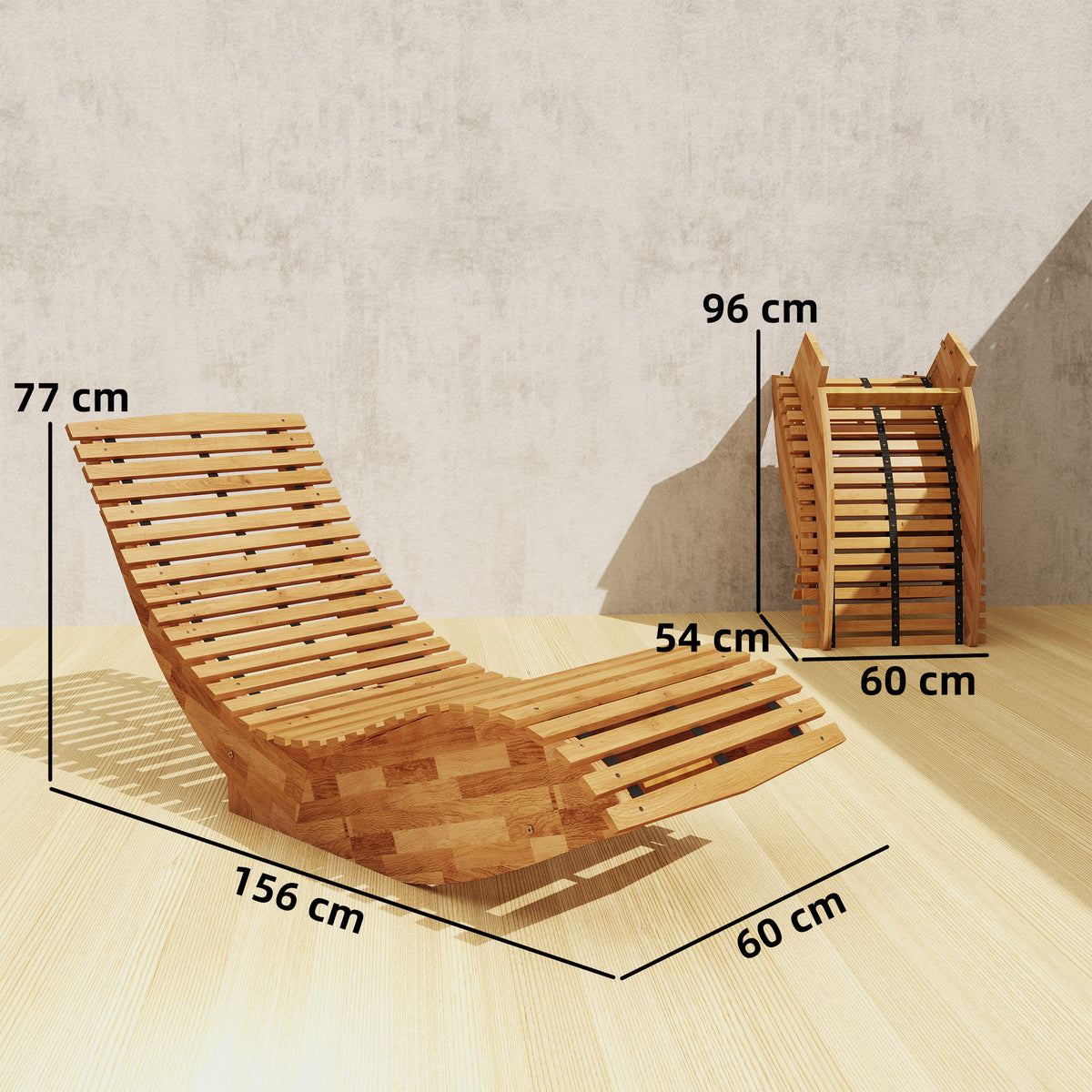 Silla Mecedora Outsunny Madera De Acacia Madera Natural 60x156x77 Cm_2