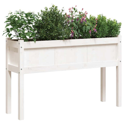 Jardineras Exterior Con Patas 2 Uds Madera Maciza Pino Blanco_2