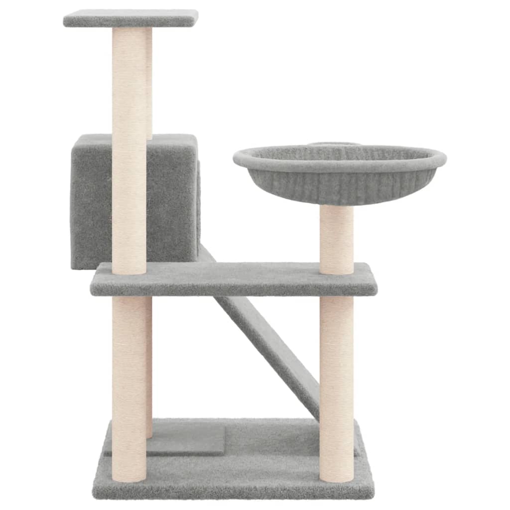 Rascador Para Gatos Con Postes De Sisal Gris Claro 82 Cm_3