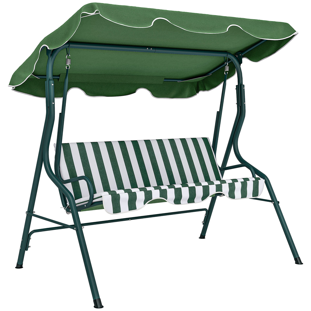 Outsunny Columpio De Jardín Con Toldo Ajustable En Ángulo 170x110x153 Cm Verde_0