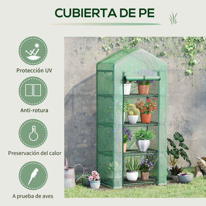 Invernadero De Jardín Con 4 Estantes Outsunny 70x50x160 Cm Verde_4