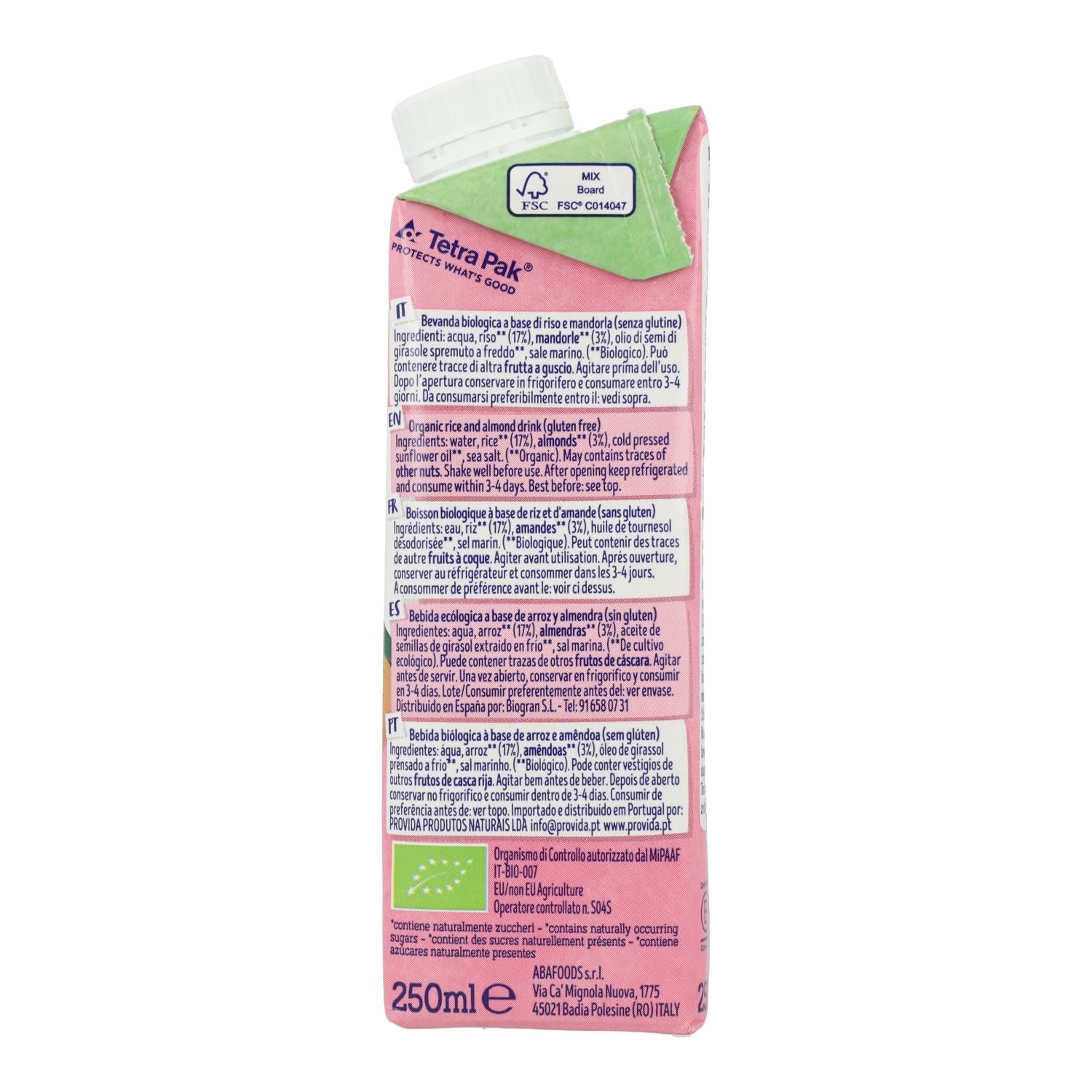 Pack 24 uds Bebida de Arroz y Almendras Bio Isola BIO 250 ml