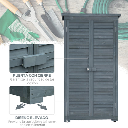Cobertizo De Madera Outsunny Madera De Abeto Gris 87x46.5x160 Cm_5
