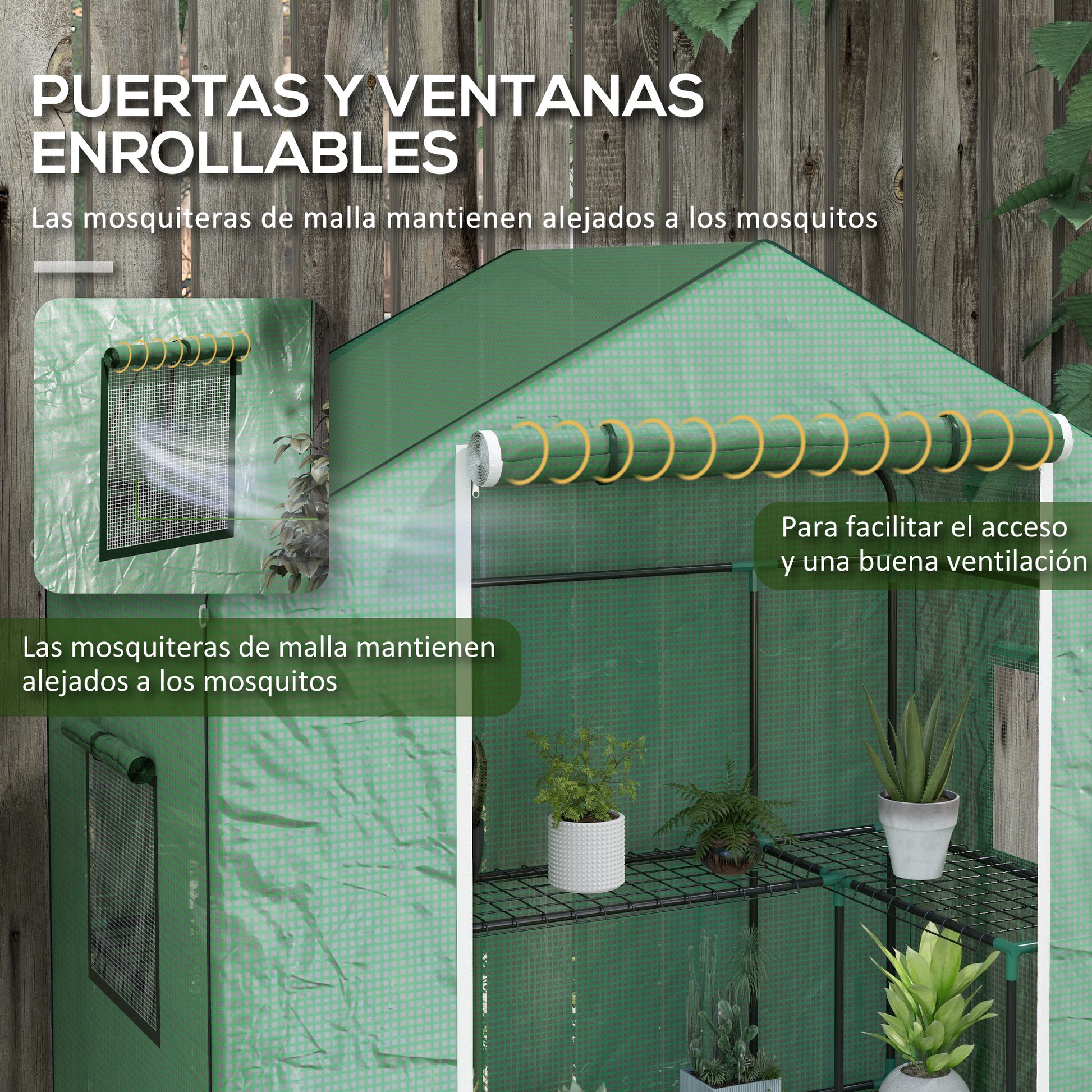 Outsunny Invernadero Para Jardín Con 1 Puerta 2 Ventanas 140x73x190 Cm Verde_5