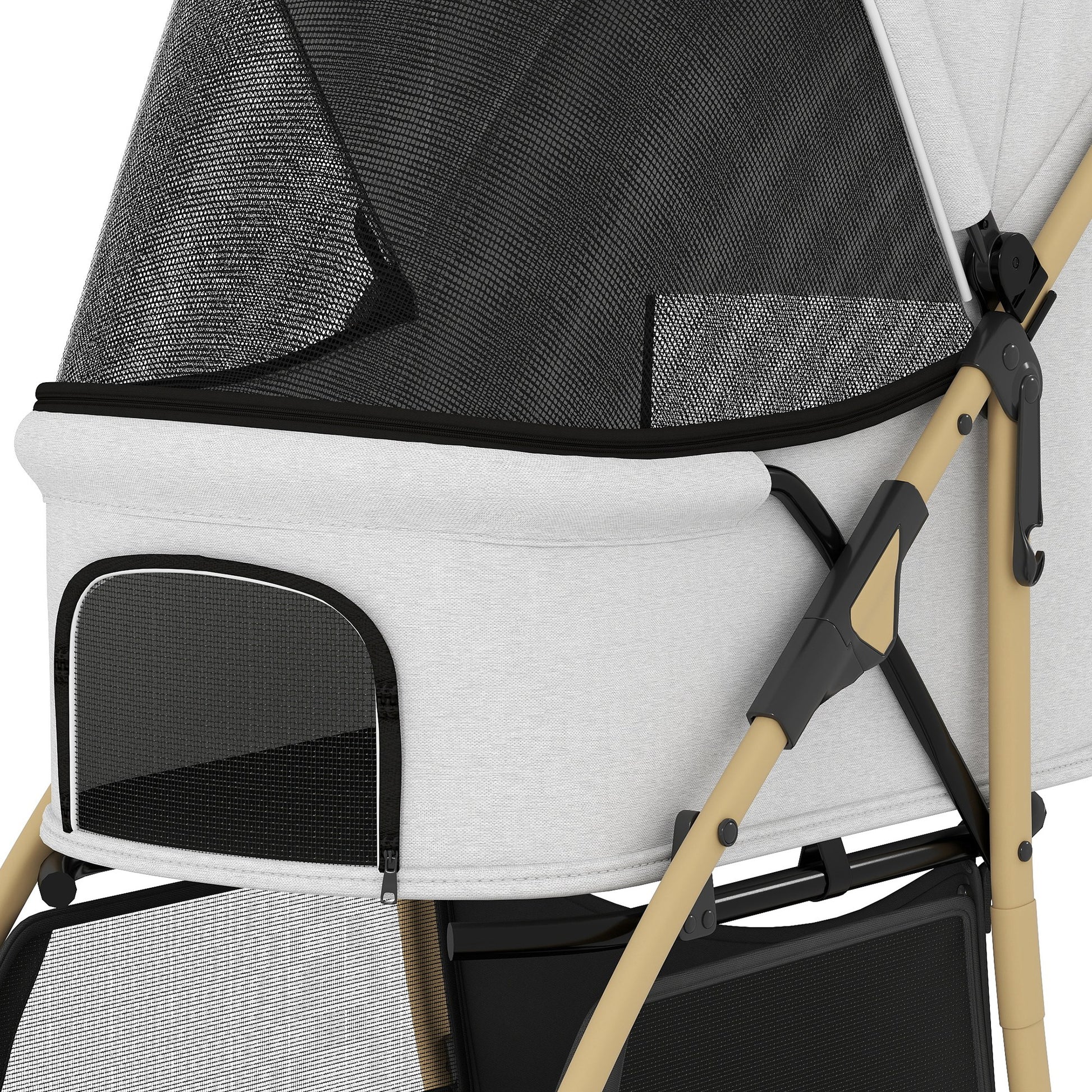 Pawhut Carrito Para Perros Plegable Con 2 Puertas 80x44,5x97 Cm Gris Claro_4