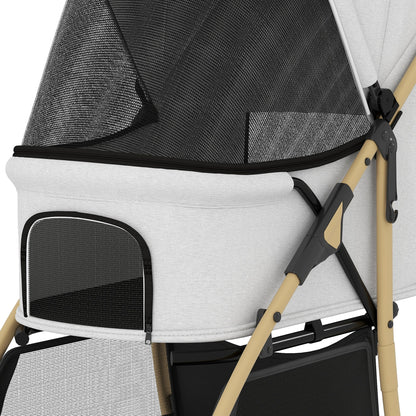Pawhut Carrito Para Perros Plegable Con 2 Puertas 80x44,5x97 Cm Gris Claro_4