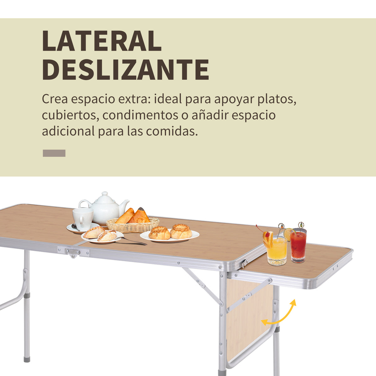 Outsunny Mesa De Picnic Plegable Mesa De Camping Con Hoja Abatible Estructura_5