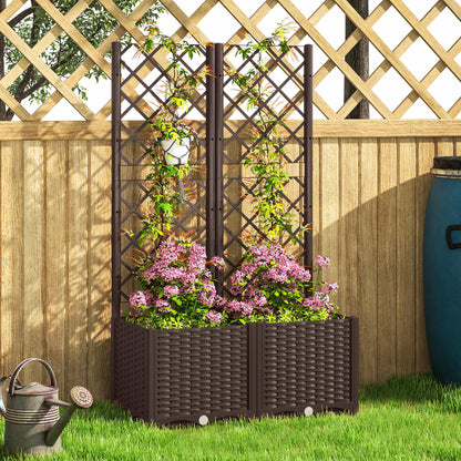 Outsunny Jardinera Con Enrejado De Pp Con Drenaje Y Amplio Espacio 80x40x135 Cm_4