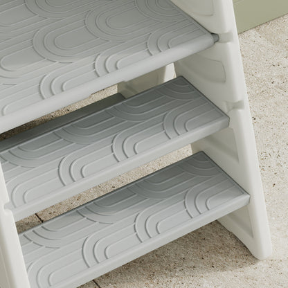 Aiyaplay Taburete Para Niños Plegable Y Ajustable Con Asa Gris Y Blanco_4