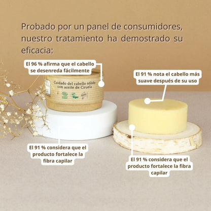 Cuidado del cabello sólido con aceite de Ciruela Sin perfume Comme Avant 50 g