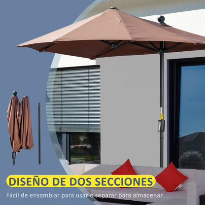 Outsunny Sombrilla De Pared Jardín 200x190x240cm Con Manivela Para Terraza Café_5