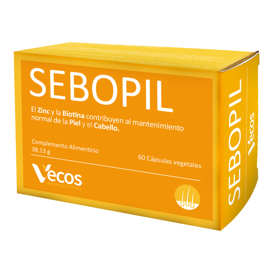 Sebopil Vecos 60 Cápsulas | Para Cuidado De Acné Y Piel Grasa | Zinc, Bardana Y Vitaminas B_0