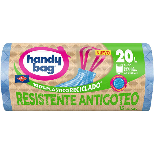 Bolsas basura Antigoteo 20L Handy Bag 15 uds 100% recicladas