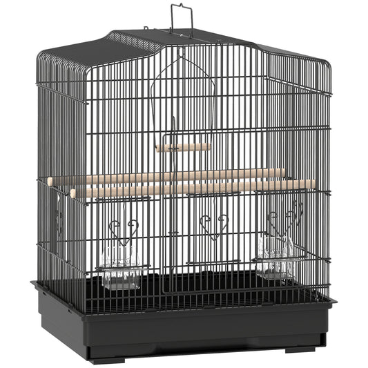 Pawhut Jaula Para Pájaros 46,5x36x59 Cm Con Puertas Y Bandeja Extraíble Negro_0