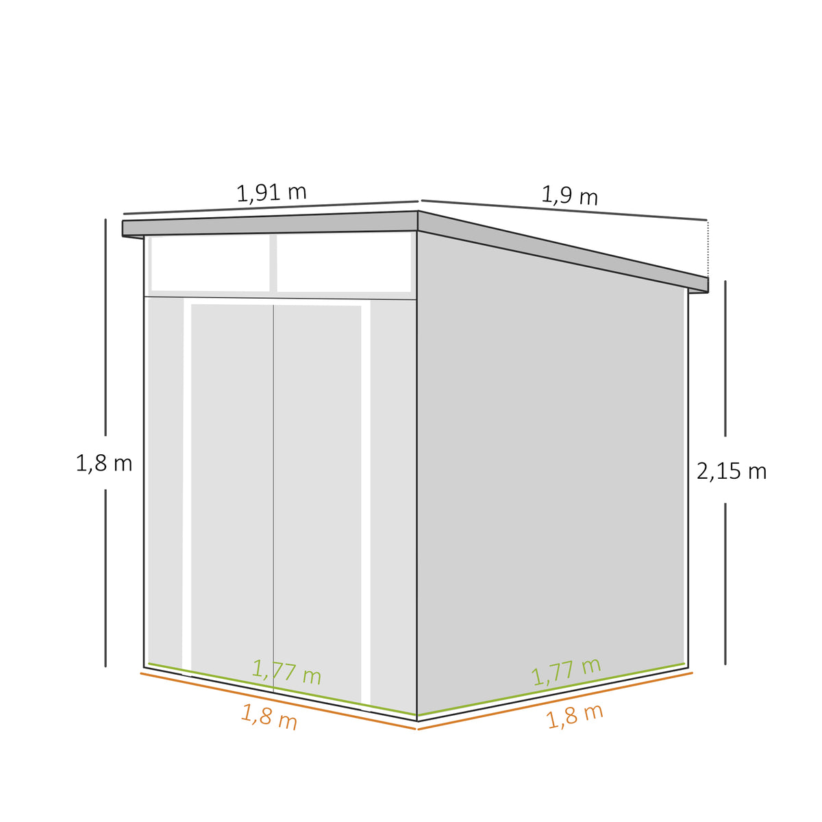 Outsunny Cobertizo De Jardín 3,24 M² 190x191x215 Cm Con Puerta Corredera Gris_2
